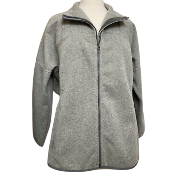 LL Bean Sweater Womens Mock Neck Full Zip Fleece Long Sleeve Dark Grey, Sz XL - Picture 2 of 11